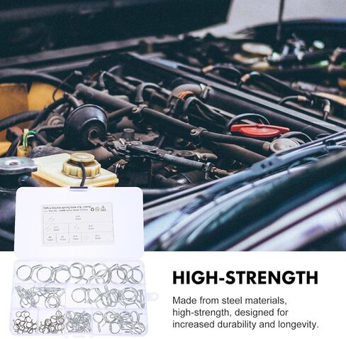 BESTYASH 70pcs Double Wire Coil Hose Clamps Φ6-φ18 Fuel Line Clips for Motorcycle Automotive, Steel Coil Hose Clamps for Fuel and Water Pipes in Kuwait