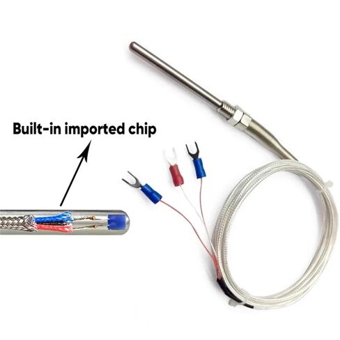 WZPT-03 PT100 M8 Threaded Type Probe Temperature Sensor Thermocouple with 1-5m 3 Wire Cable 1Pcs(PT100 Type M8 6m,200mm) in Saudi Arabia