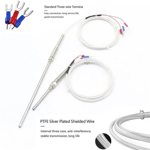 WZPT-03 PT100 M8 Threaded Type Probe Temperature Sensor Thermocouple with 1-5m 3 Wire Cable 1Pcs(PT100 Type M8 6m,200mm) in Saudi Arabia