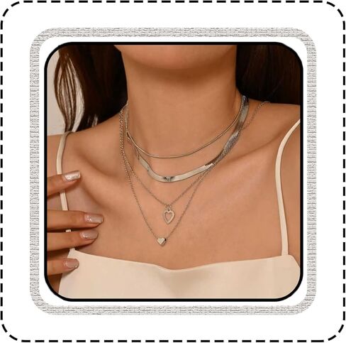 Gold Silver Multilayer Necklaces For Women Simple Stackable Pearl Heart Chain Choker Pendant Necklaces Set Birthday Christmas Jewelry Gift in Kuwait
