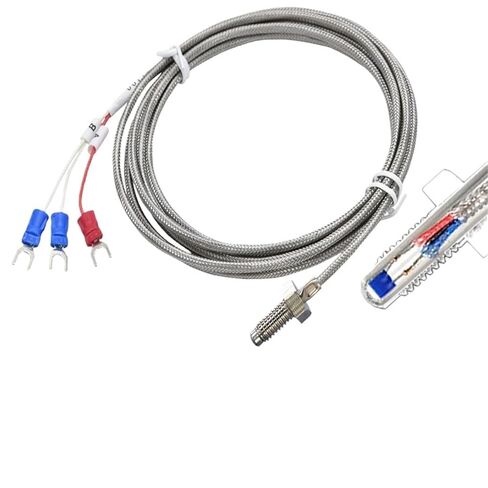 M6 PT100/PT1000 Screw Temperature Sensor Spring Probe Measuring Instrument,500℃ 1Pcs(PT100 A L 2M) in Saudi Arabia