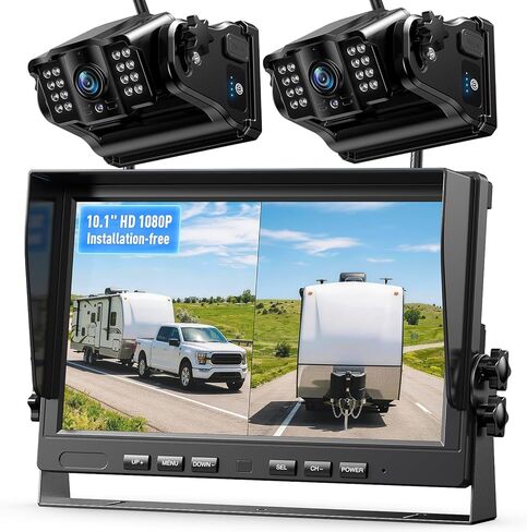 eRapta Magnetic Solar Wireless Backup Camera: HD1080P 5" Touchscreen Portable with DVR, BSD, 1-Min Install-Free IR Night Vision Hitch Backup Camera for Trailer/Truck/Small RV/Camper/Tractor-AWTCM501 in Saudi Arabia