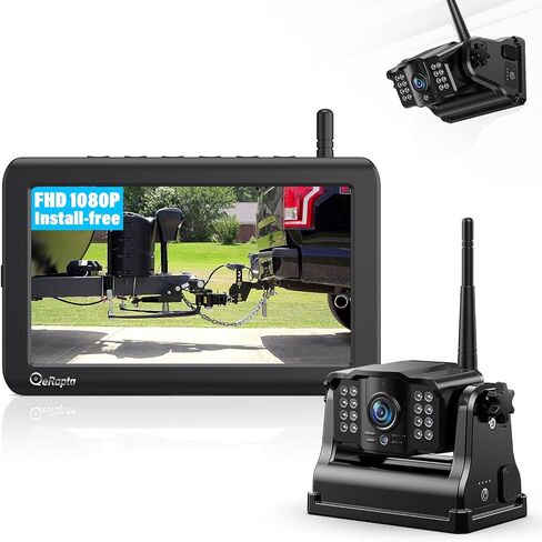 eRapta Magnetic Solar Wireless Backup Camera: HD1080P 5" Touchscreen Portable with DVR, BSD, 1-Min Install-Free IR Night Vision Hitch Backup Camera for Trailer/Truck/Small RV/Camper/Tractor-AWTCM501 in Saudi Arabia