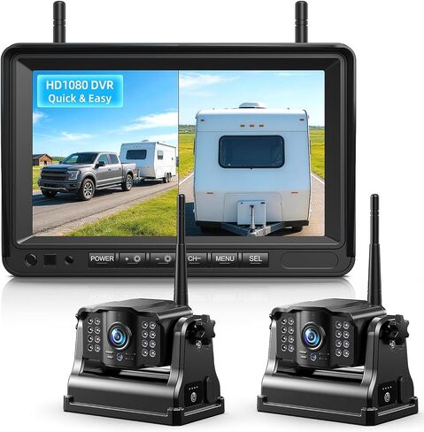 eRapta Magnetic Solar Wireless Backup Camera: HD1080P 5" Touchscreen Portable with DVR, BSD, 1-Min Install-Free IR Night Vision Hitch Backup Camera for Trailer/Truck/Small RV/Camper/Tractor-AWTCM501 in Saudi Arabia