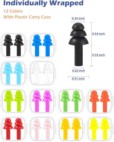 120 زوجًا من سدادات الأذن لإلغاء الضوضاء أثناء النوم، سدادات أذن من السيليكون قابلة لإعادة الاستخدام، مقاومة للماء، لا تسبب الحساسية للسباحة، سدادات أذن لتقليل الضوضاء 26 ديسيبل للطائرات والحفلات الموسيقية، حماية السمع in Kuwait