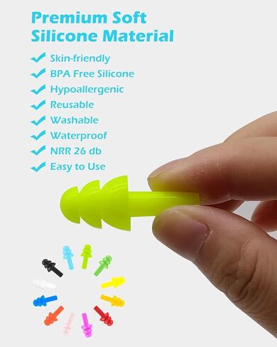 120 زوجًا من سدادات الأذن لإلغاء الضوضاء أثناء النوم، سدادات أذن من السيليكون قابلة لإعادة الاستخدام، مقاومة للماء، لا تسبب الحساسية للسباحة، سدادات أذن لتقليل الضوضاء 26 ديسيبل للطائرات والحفلات الموسيقية، حماية السمع in Kuwait