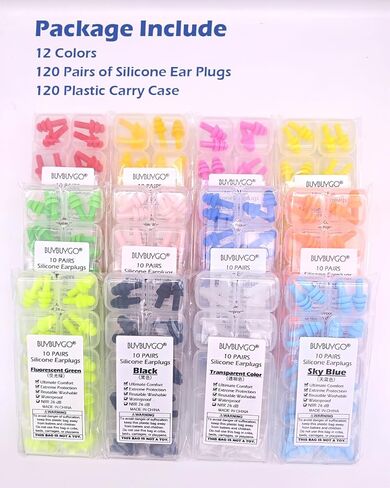 120 زوجًا من سدادات الأذن لإلغاء الضوضاء أثناء النوم، سدادات أذن من السيليكون قابلة لإعادة الاستخدام، مقاومة للماء، لا تسبب الحساسية للسباحة، سدادات أذن لتقليل الضوضاء 26 ديسيبل للطائرات والحفلات الموسيقية، حماية السمع in Kuwait