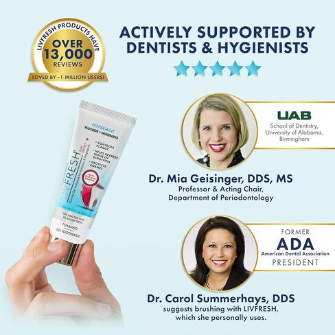 جل معجون الأسنان لحماية اللثة من ليف فريش، علاج التهاب اللثة، يقلل النزيف، تورم اللثة بنسبة 400% أفضل، حماية التجويف، يعيد تمعدن الأسنان، تبييض الأسنان، الفلورايد القصديري (1.75 أونصة (عبوة من قطعة واحدة) in Kuwait