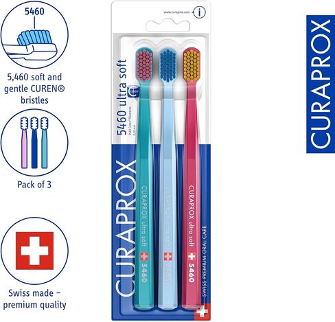 فرشاة أسنان كورابروكس CS 5460 فائقة النعومة – العناية بالأسنان واللثة للبالغين | شعيرات كيورين® فائقة النعومة للتنظيف اللطيف | أزرق فاتح، عبوة واحدة in Kuwait