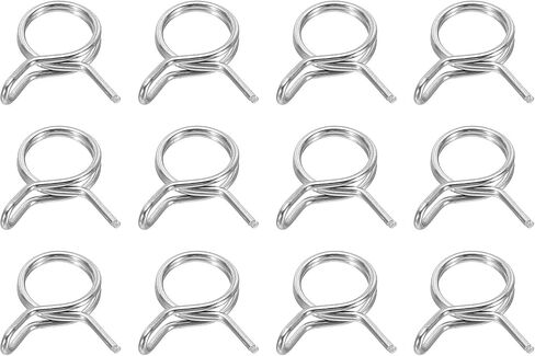 HARFINGTON سلك مزدوج خط الوقود مقاطع خرطوم 23 مم معرف 23-26.8 مم OD، 12 قطعة من أنابيب الفولاذ المقاوم للصدأ مشابك زنبركية تشكيلة لخرطوم الهواء أنبوب أنابيب المياه للدراجات النارية سكوتر ATV، فضي in Kuwait