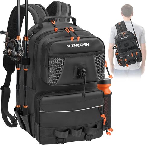 THKFISH Fishing Backpack with Tackle Boxes, 20L Waterproof Tackle Sling Bag with Lures Kit, Fish Lip Gripper, Pliers, Scissors, Fishing Gifts for Men Women in Saudi Arabia