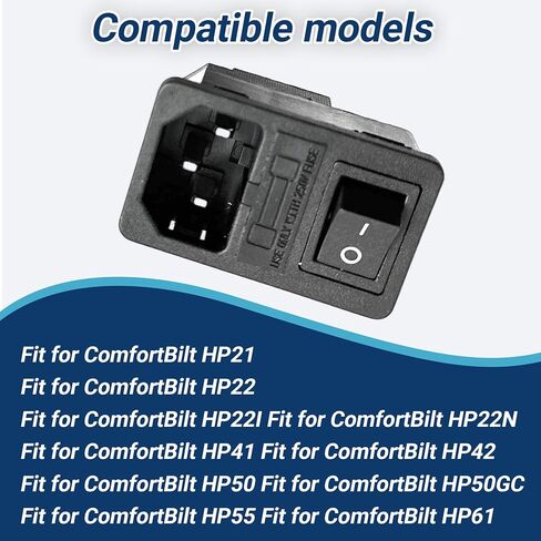 10A 250V Main Power Switch Compatible with Stove, Fit for ComfortBilt HP21 HP22 HP22I HP41 HP42 HP50 HP50GC AC-01, 3Pin Inlet Male Power Socket Fuse Holder, Black in Kuwait