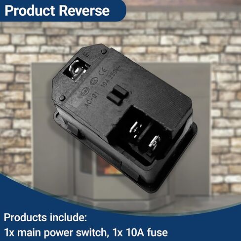 10A 250V Main Power Switch Compatible with Stove, Fit for ComfortBilt HP21 HP22 HP22I HP41 HP42 HP50 HP50GC AC-01, 3Pin Inlet Male Power Socket Fuse Holder, Black in Kuwait