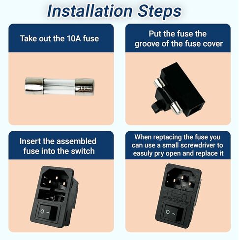 10A 250V Main Power Switch Compatible with Stove, Fit for ComfortBilt HP21 HP22 HP22I HP41 HP42 HP50 HP50GC AC-01, 3Pin Inlet Male Power Socket Fuse Holder, Black in Kuwait