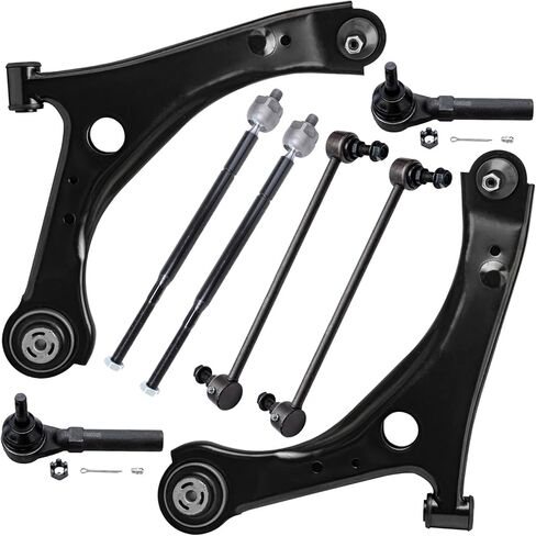 Detroit Axle-LIND Front 8pc Kit Finance 2008-2010 Dodge Grand Caravan Chrysler Town & Country ، 2009-2011 VW Routan ، 2 Lower Control Arms 2 Sway Bar Links 4 Tie Rod Ends Placement in Kuwait