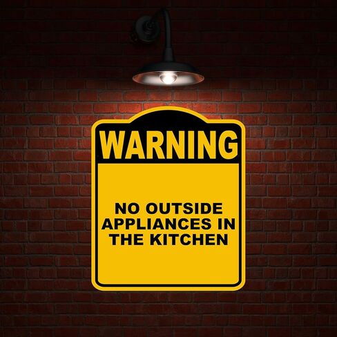 NO OUTSIDE APPLIANCES IN THE KITCHEN Warning Yellow Black Aluminum Composite Sign 8.5 x 10 inches in Kuwait