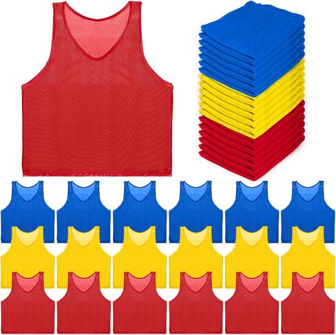 Eorbow 18 Pack Pinnies for Adults, Quick Dry Basketball Practice Jersey, Breathable Mesh Scrimmage Vest for Youth Soccer Football Volleyball, 3 Colors in Saudi Arabia