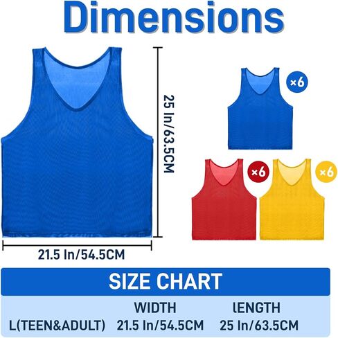 Eorbow 18 Pack Pinnies for Adults, Quick Dry Basketball Practice Jersey, Breathable Mesh Scrimmage Vest for Youth Soccer Football Volleyball, 3 Colors in Saudi Arabia