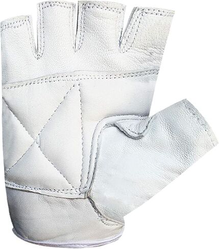 قفازات PSS من جلد البقر الحقيقي بدون أصابع، شبكة شبكية بيضاء، للحافلات، القيادة، ركوب الدراجات، التدريب، الكرسي المتحرك، البستنة، متوفرة بمقاسات S، M، L، XL in Kuwait