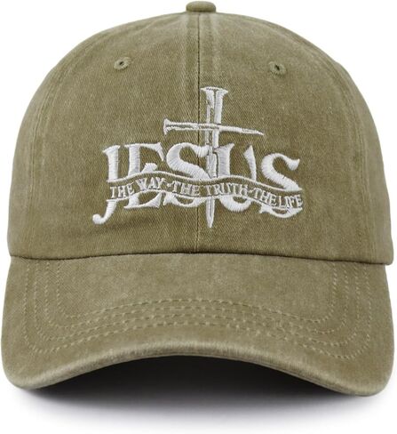 Christian Jesus Hat for Men Women, Adjustable Cotton Embroidered The Way The Truth The Life Baseball Cap in Saudi Arabia