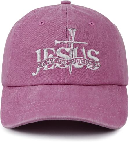 Christian Jesus Hat for Men Women, Adjustable Cotton Embroidered The Way The Truth The Life Baseball Cap in Saudi Arabia