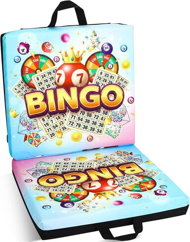 Thyle Bingo Jackpot Pattern Seat Cushion Extra Thick 3" Double Seat Cushion with Strap & Handles Comfortable Folding Chair Pillow for Bingo Nights in Saudi Arabia