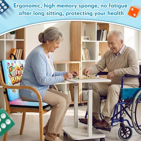 Thyle Bingo Jackpot Pattern Seat Cushion Extra Thick 3" Double Seat Cushion with Strap & Handles Comfortable Folding Chair Pillow for Bingo Nights in Saudi Arabia