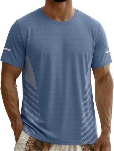 Men's Workout Tops Quick Dry Athletic Running T-Shirts Casual Crewneck Pullover Blouses Moisture Wicking Active Tee in Saudi Arabia