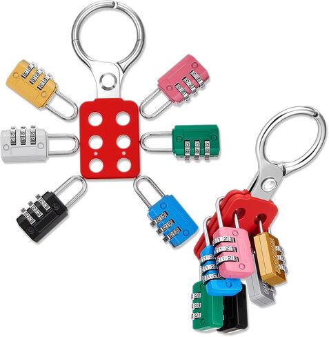 7 Pack Escape Room Themed Lock and Hasp, 3 Digit Combination Padlock Resettable Metal Lock Escape Room Themed Props for Indoor Weatherproof Travel Locker for Fence, Backyard Gate, Hasp, Case in Saudi Arabia