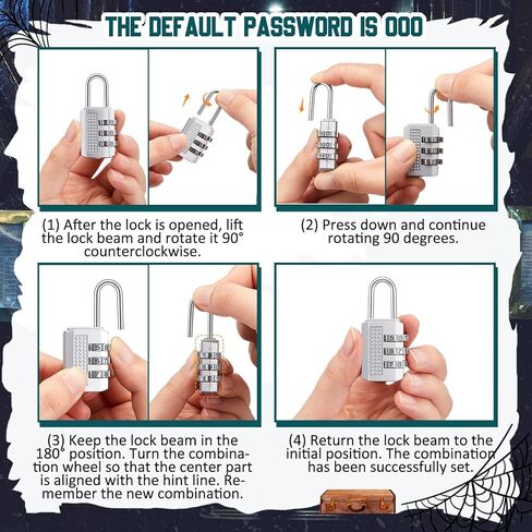 7 Pack Escape Room Themed Lock and Hasp, 3 Digit Combination Padlock Resettable Metal Lock Escape Room Themed Props for Indoor Weatherproof Travel Locker for Fence, Backyard Gate, Hasp, Case in Saudi Arabia