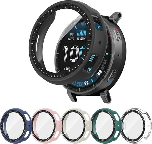 حافظة مكونة من 6 قطع متوافقة مع Amazfit Active Max مع واقي شاشة من الزجاج المقوى، غطاء واقٍ صلب مقاوم للصدمات من البولي كربونات متوافق مع Amazfit Active Max in Kuwait