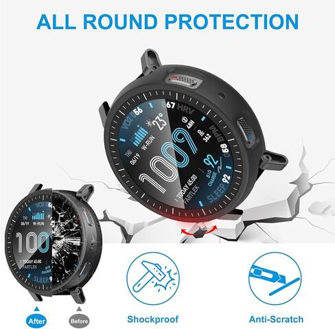 حافظة مكونة من 6 قطع متوافقة مع Amazfit Active Max مع واقي شاشة من الزجاج المقوى، غطاء واقٍ صلب مقاوم للصدمات من البولي كربونات متوافق مع Amazfit Active Max in Kuwait