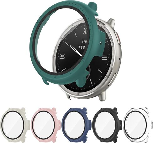 حافظة مكونة من 6 قطع متوافقة مع Amazfit Active Max مع واقي شاشة من الزجاج المقوى، غطاء واقٍ صلب مقاوم للصدمات من البولي كربونات متوافق مع Amazfit Active Max in Kuwait