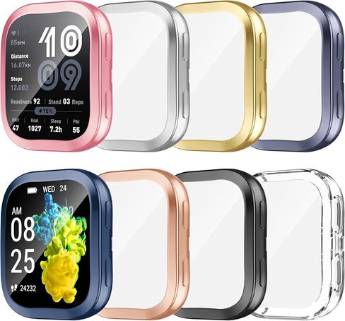 حافظة مكونة من 6 قطع متوافقة مع Amazfit Active Max مع واقي شاشة من الزجاج المقوى، غطاء واقٍ صلب مقاوم للصدمات من البولي كربونات متوافق مع Amazfit Active Max in Kuwait