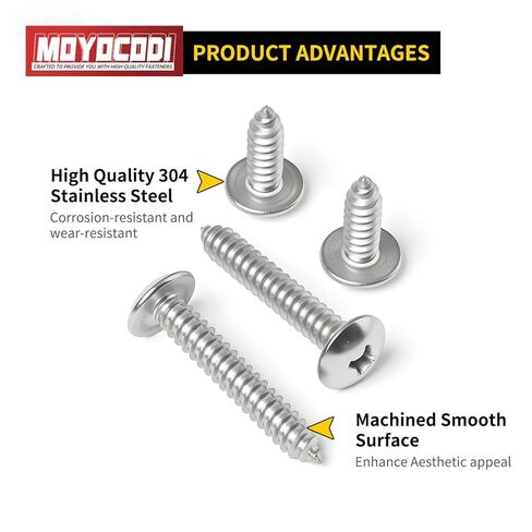 #8 × 1-1/4 بوصة (100 حزمة) مسامير معدنية ذات رأس تروس من فيليبس درايف، براغي خشبية ذاتية اللصق، 304 براغي مقاومة للتآكل من الفولاذ المقاوم للصدأ in Kuwait