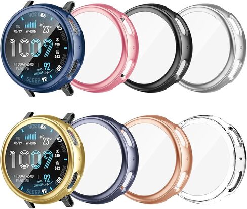 حافظة مكونة من 6 قطع متوافقة مع Amazfit Active Max مع واقي شاشة من الزجاج المقوى، غطاء واقٍ صلب مقاوم للصدمات من البولي كربونات متوافق مع Amazfit Active Max in Kuwait