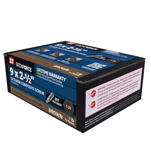 براغي السطح المركب الخارجية Grip-Rite DeckForce لمشاريع PVC والأسطح المركبة - براغي مطلية بالنانو - طرف منشار T-17 - بني - #9 × 2-1/2 بوصة - صندوق 1 رطل - GRDFCS212ACA1 in Saudi Arabia