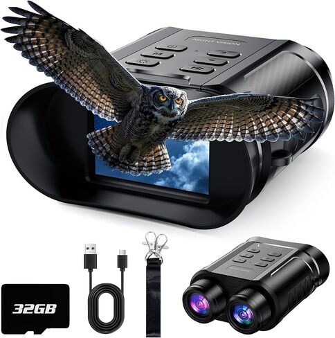 نظارات الرؤية الليلية - مناظير للرؤية الليلية 4K 5W مع تكبير رقمي 8X، رؤية واضحة في الظلام، حفظ الصور ومقاطع الفيديو باستخدام بطاقة TF سعة 32 جيجابايت in Kuwait