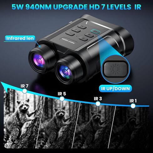 نظارات الرؤية الليلية - مناظير للرؤية الليلية 4K 5W مع تكبير رقمي 8X، رؤية واضحة في الظلام، حفظ الصور ومقاطع الفيديو باستخدام بطاقة TF سعة 32 جيجابايت in Kuwait