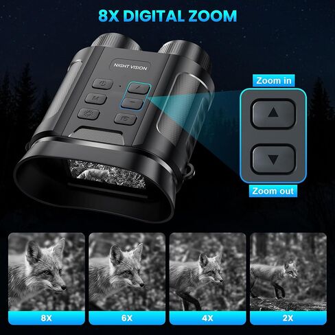 نظارات الرؤية الليلية - مناظير للرؤية الليلية 4K 5W مع تكبير رقمي 8X، رؤية واضحة في الظلام، حفظ الصور ومقاطع الفيديو باستخدام بطاقة TF سعة 32 جيجابايت in Kuwait