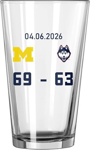 Logo Brands 2026 Michigan Wolverines Men's March Madness National Champions 16 oz Pint Glass – 16 Fluid oz | Glass | Champions Design in Saudi Arabia