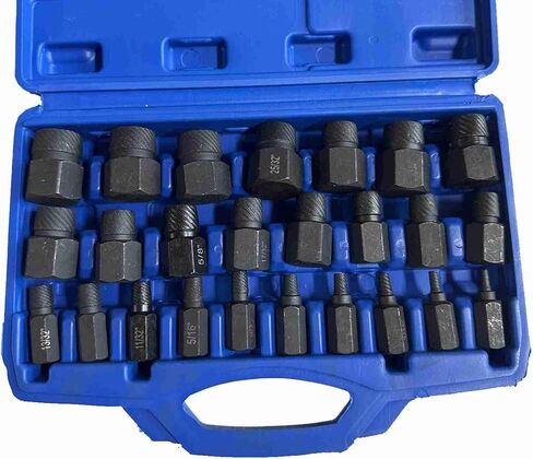 Hex Screw Extractor Set, 25PCS Multi Functional Damaged Broken Screw Bolt Remover for Roof Repairs Workshop Maintenance Mechanical Workshops in Kuwait