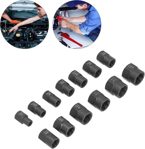 Nuts Extractor Tool Set 13 Piece Durable Impact Bolts and Nuts Remover with Storage Case for Remove Damaged Screws Professional Mechanics Chrome Molybdenum Steel Black Oxide in Saudi Arabia