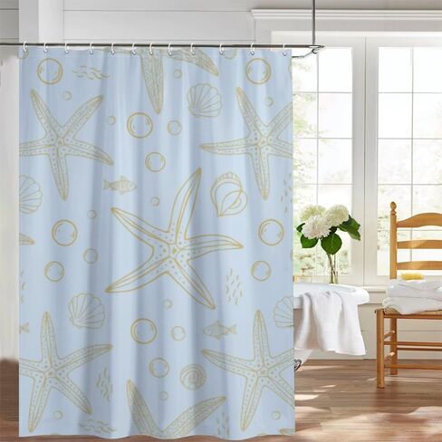Elegant Style Farmhouse Shower Curtain with Hooks, Summer Waterproof Shower Curtain Elegant, Washable Fabric Holiday Nature Curtains for Bath Unique Bathroom Decor 48×72 in in Kuwait