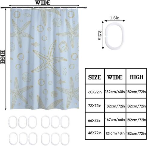 Elegant Style Farmhouse Shower Curtain with Hooks, Summer Waterproof Shower Curtain Elegant, Washable Fabric Holiday Nature Curtains for Bath Unique Bathroom Decor 48×72 in in Kuwait