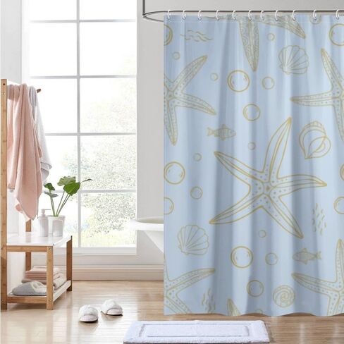 Elegant Style Farmhouse Shower Curtain with Hooks, Summer Waterproof Shower Curtain Elegant, Washable Fabric Holiday Nature Curtains for Bath Unique Bathroom Decor 48×72 in in Kuwait