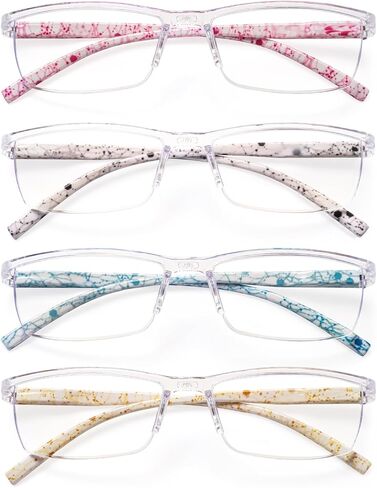 JOSCHOO 4 Pairs Reading Glasses, Blue Light Blocking Glasses, Computer Glasses for Women, Rectangle Eyewear Frame in Kuwait