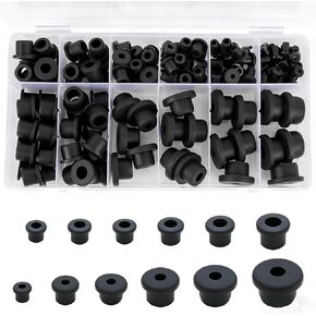 145 Pcs T-Type Rubber Grommet Kit, 12 Sizes (3/16"–49/64") Silicone Hole Plugs for Wiring — Waterproof Wire Grommets for Automotive Firewall, Cable Protection & Irrigation Drain Holes in Kuwait