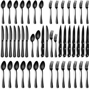 PHILIPALA 24 Pcs Silverware Set with Steak Knives Food-Grade Stainless Steel Flatware Set for 4 Mirror Cutlery Include Forks Spoons and Knives Set Dishwasher Safe Utensil Sets for Home Restaurant in Saudi Arabia