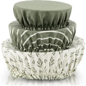 أغطية أوعية جميلة من مزيج القطن والكتان لحماية الخبز - مجموعة قابلة لإعادة الاستخدام مكونة من 3 قطع بأحجام مختلفة تناسب بسهولة أوعية من 7 إلى 13 بوصة - أغطية قماش متينة، ملحقات مثالية لخبز الخبز من العجين المخمر in Kuwait